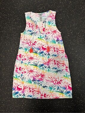 Tommy Bahama Tropical Print Sleeveless Tank Dress with Tassels - Multicolor
